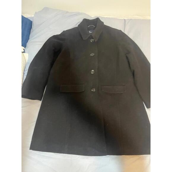 Lands end black petite womens boiled wool single breasted coat - Picture 8 of 12